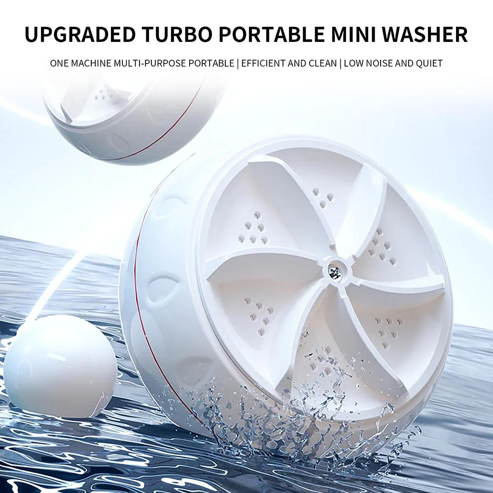 Portable Turbo Mini Washing Machine – Powerful Ultrasonic Washer for Clothes, Underwear & Travel | USB-Powered for Camping & Apartments