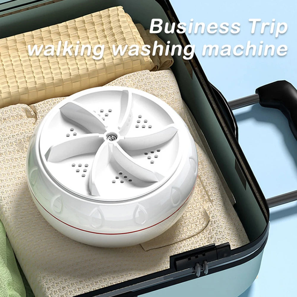 Portable Turbo Mini Washing Machine – Powerful Ultrasonic Washer for Clothes, Underwear & Travel | USB-Powered for Camping & Apartments