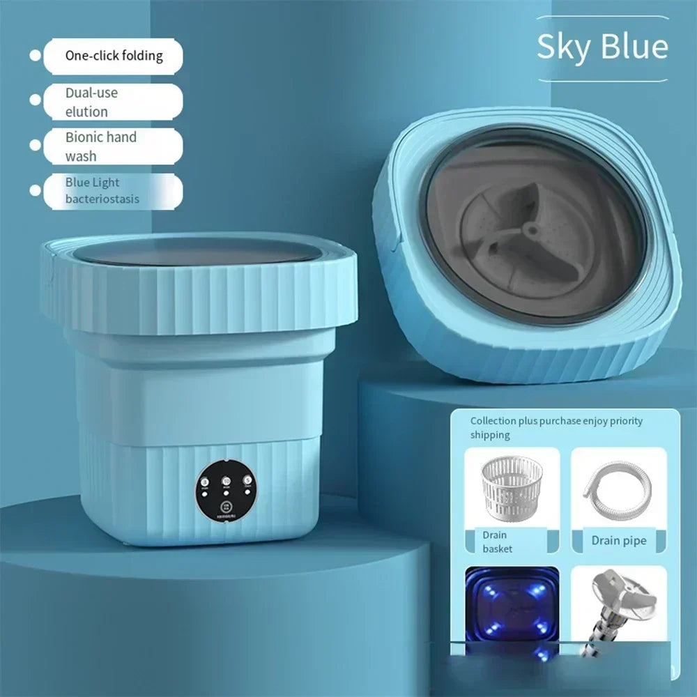 Foldable Portable Washing Machine with Dryer – Compact Laundry for Travel & Small Spaces