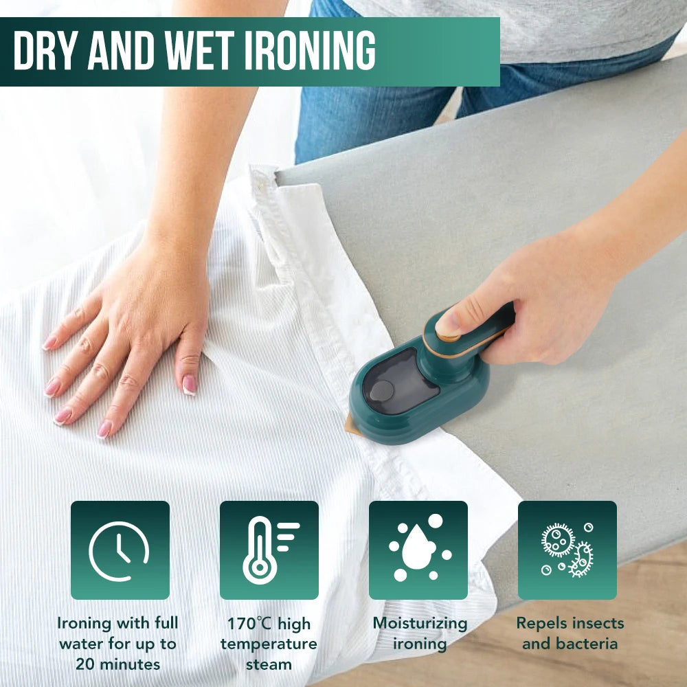 Portable Mini Garment Steamer & Iron – Handheld Wet/Dry Ironing Machine for Home & Travel