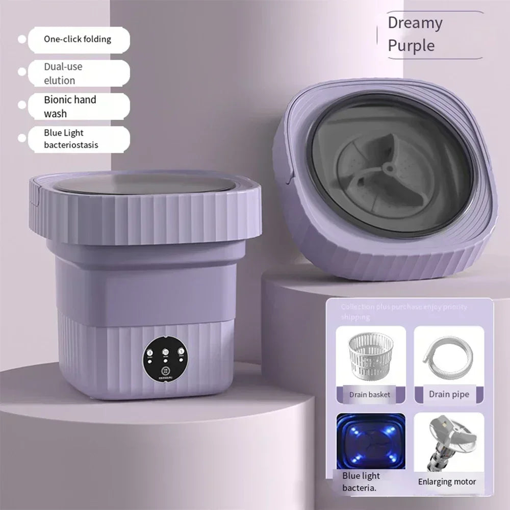 Foldable Portable Washing Machine with Dryer – Compact Laundry for Travel & Small Spaces